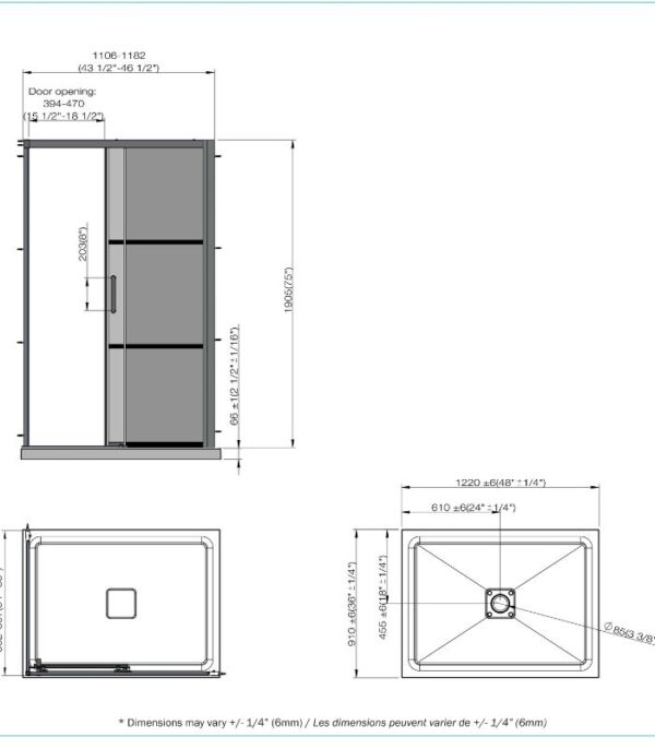 Bain Signature Leona 36X48 Shower Door SD2-3648-BLK - Image 5