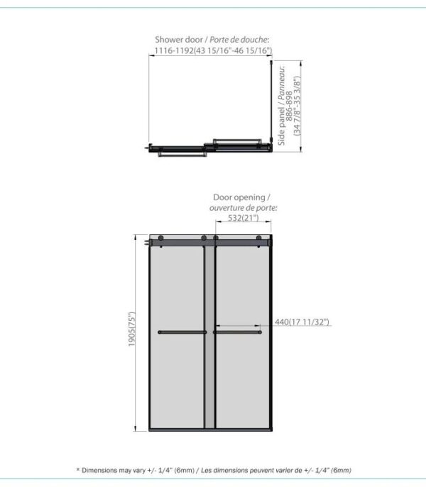 Bain Signature Lando 36x48 Sliding Shower Door SD8-3648 - Image 8
