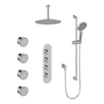 Vogt Worgl High-Flow Thermostatic Shower Kit with Body Jets and 6-Inch Ceiling Arm Shower Kit SET.WL.350.936