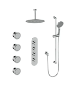 Vogt Worgl High-Flow Thermostatic Shower Kit with Body Jets and 6-Inch Ceiling Arm Shower Kit SET.WL.350.936