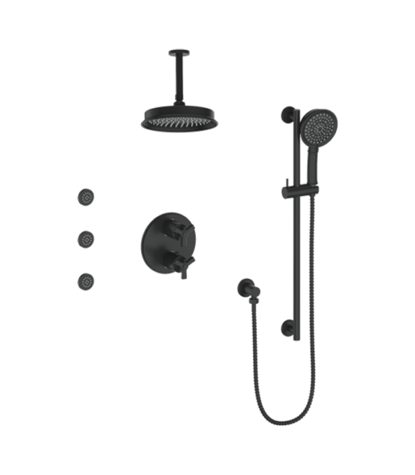Vogt Zehn 3-Way Thermostatic Shower Kit with Body Jets and 6-Inch Ceiling Arm Shower Kit SET.ZX.320.816 - Image 2