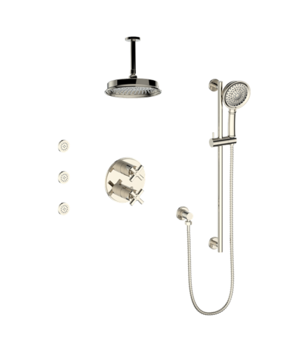 Vogt Zehn 3-Way Thermostatic Shower Kit with Body Jets and 6-Inch Ceiling Arm Shower Kit SET.ZX.320.816 - Image 3