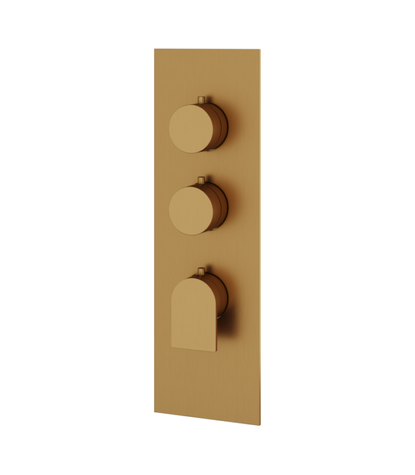 Aquabrass Alpha Square Round Thermostatic Trim Set for 2 Shut-Offs SR3292BBC - Image 2