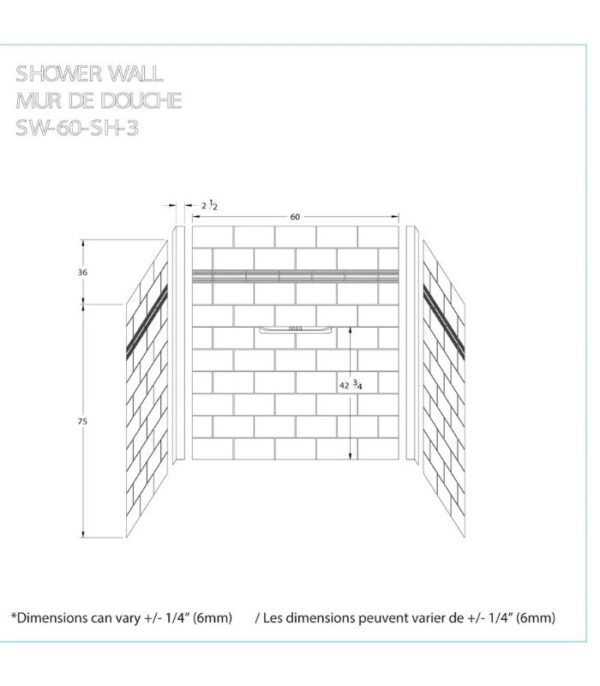 Bain Signature Andrea Shower Wall SW-60-SH-3 - Image 3