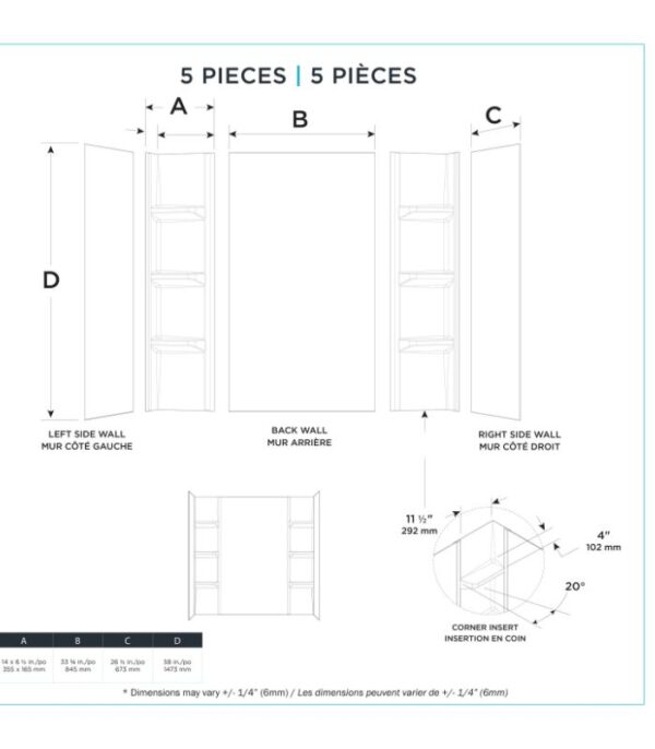Bain Signature Mariah Shower Wall SW2-60-BA-3 - Image 6