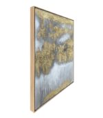 Bain Signature Whispers in Gold 36x48-Inch Hand-Painted Canvas Painting Natural Wood Frame - Image 4