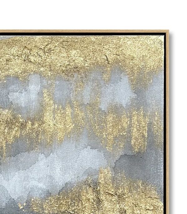 Bain Signature Whispers in Gold 36x48-Inch Hand-Painted Canvas Painting Natural Wood Frame - Image 7