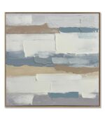Bain Signature Ripples of Thought 40x40-Inch Hand-Painted Canvas Painting Natural Wood Frame - Image 3