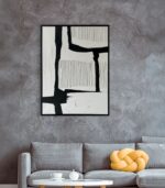Bain Signature Subtle Shifts 36x48-Inch Hand-Painted Canvas Painting Black Wood Frame