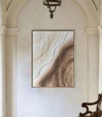 Bain Signature Shifting Perspectives 36x48-Inch Hand-Painted Canvas Painting Brown Wood Frame