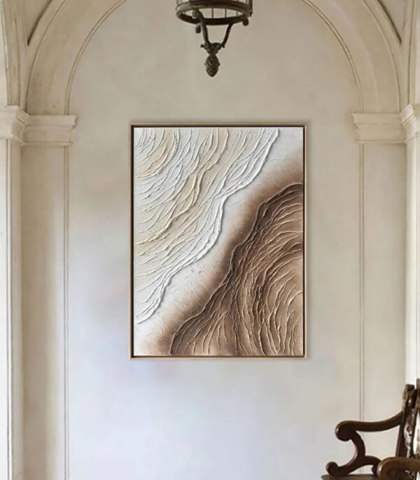 Bain Signature Shifting Perspectives 36x48-Inch Hand-Painted Canvas Painting Brown Wood Frame - Image 6