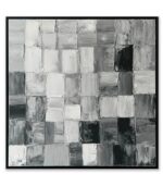 Bain Signature Abstract Rhythms 40x40-Inch Hand-Painted Canvas Painting Black Wood Frame - Image 3
