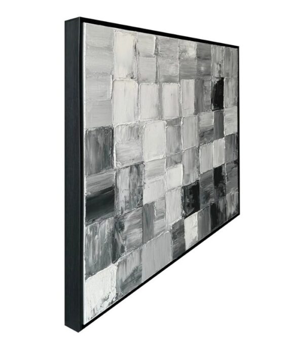 Bain Signature Abstract Rhythms 40x40-Inch Hand-Painted Canvas Painting Black Wood Frame - Image 4