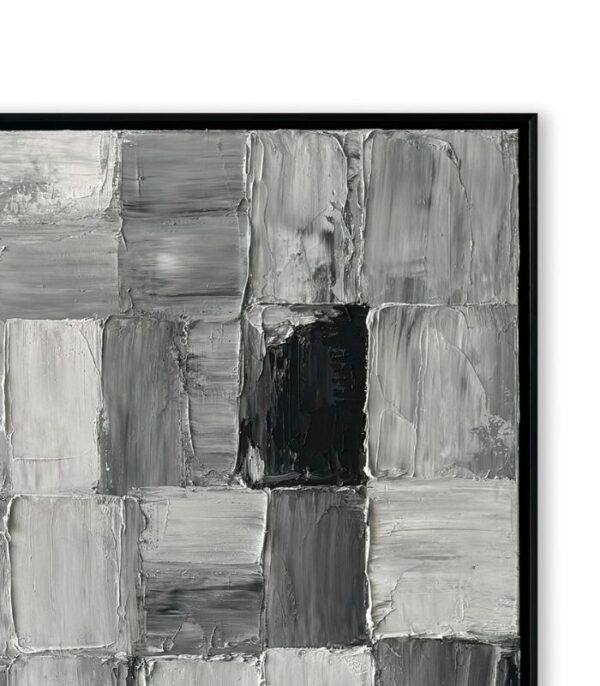 Bain Signature Abstract Rhythms 40x40-Inch Hand-Painted Canvas Painting Black Wood Frame - Image 5