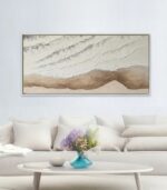 Bain Signature Calm Currents 30x60-Inch Hand-Painted Canvas Painting Whitewash Wood Frame