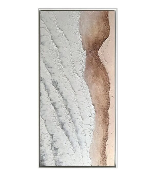 Bain Signature Calm Currents 30x60-Inch Hand-Painted Canvas Painting Whitewash Wood Frame - Image 6