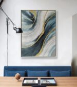 Bain Signature Lines of Calm 36x48 Inch Hand Painted Wall Art Whitewash Wood WA169-3648