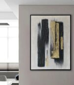 Bain Signature Shifting Boundaries 36x48 Inch Hand Painted Wall Art Black Wood WA170-3648