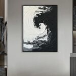 Bain Signature Infinite Flow 36x48 Inch Hand Painted Wall Art Black Wood WA171-3648
