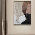 Bain Signature Ivory 36x48 Inch Hand Painted Wall Art Brown Wood WA172-3648