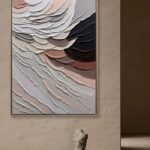 Bain Signature Gentle Motions 36x48 Inch Hand Painted Wall Art Natural Wood WA173-3648