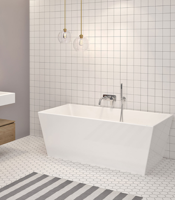 Zitta Alya 62 3/4 x 31 3/8 x 23 1/2-Inch Acrylic Freestanding Bathtub Glossy Matte White - Image 3