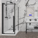 Zitta Amaly 32-Inch Straight Side Panel Pivoting Shower Door