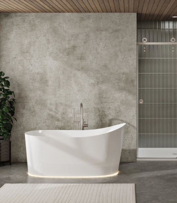 Zitta Ano 62 5/8 x 29 11/16 x 29 15/16-Inch Acrylic Freestanding Bathtub Glossy Matte White - Image 2