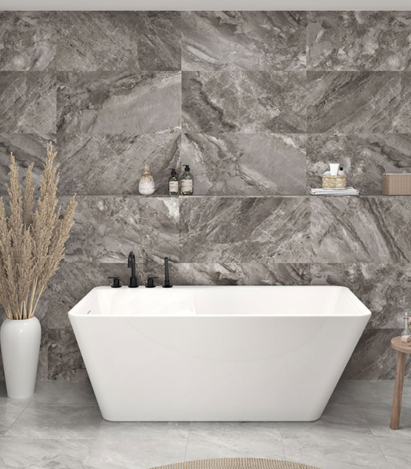 Zitta Artesio 59 3/4 x 31 5/8 x 22 7/8-Inch Acrylic Freestanding Bathtub Glossy White Left Drain - Image 2