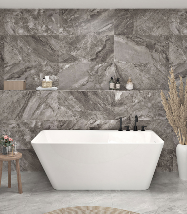 Zitta Artesio 59 3/4 x 31 5/8 x 22 7/8-Inch Acrylic Freestanding Bathtub Matte White Right Drain - Image 3