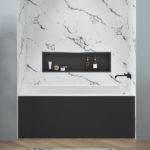 Zitta Baya I 59 3/4 x 31 3/4 x 22 1/2-Inch Acrylic Alcove Skirt Bathtub Glossy White Matte Black Right