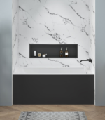 Zitta Baya I 59 3/4 x 31 3/4 x 22 1/2-Inch Acrylic Alcove Skirt Bathtub Glossy White Matte Black Right