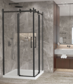Zitta Bellini 2.0 Square Corner Sliding Shower Door 36 x 36-Inch Chrome / Matte Black - Image 4