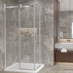 Zitta Bellini 2.0 Square Corner Sliding Shower Door 36 x 36-Inch Chrome / Matte Black