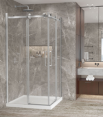 Zitta Bellini 2.0 Square Corner Sliding Shower Door 36 x 36-Inch Chrome / Matte Black