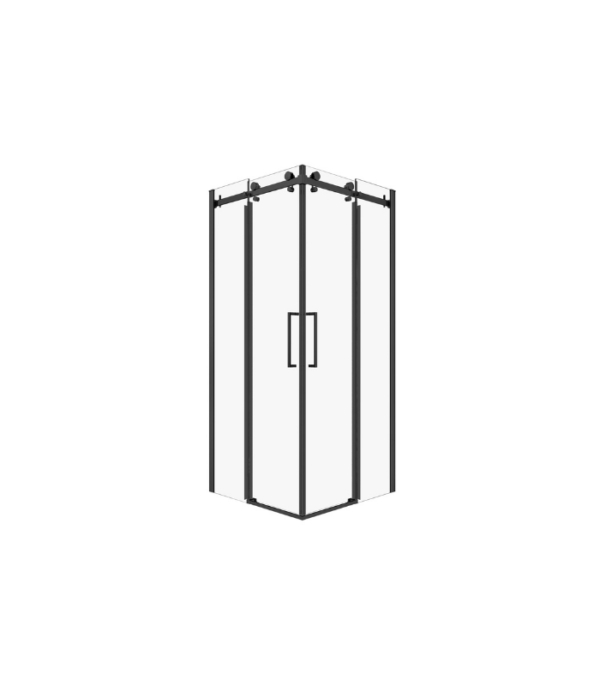 Zitta Bellini 2.0 Square Corner Sliding Shower Door 36 x 36-Inch Chrome / Matte Black - Image 2