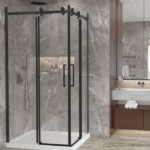 Zitta Bellini 2.0 Corner Opening Sliding Shower Door 42 x 42-Inch Matte Black / Matte White / Chrome