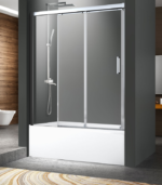 Zitta Caldara 60-Inch Alcove Sliding Bathtub Door Chrome Clear Glass