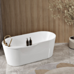 Zitta Esla 59 7/8 x 31 11/16 x 23 1/16-Inch Acrylic Oval Freestanding Bathtub Glossy Matte White