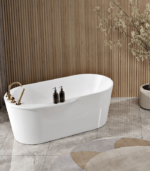 Zitta Esla 59 7/8 x 31 11/16 x 23 1/16-Inch Acrylic Oval Freestanding Bathtub Glossy Matte White