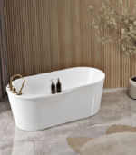 Zitta Esla 59 7/8 x 31 11/16 x 23 1/16-Inch Acrylic Oval Freestanding Bathtub Glossy Matte White - Image 3