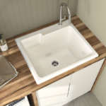 Zitta Collection 24 x 21 1/16 x 11 3/4-Inch Acrylic Laundry Sink Glossy White SE2421ARW