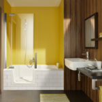 Zitta Duett 60 Left Alcove Bathtub with Shower Door 60 x 29 1/2 x 21 5/8 Acrylic Glossy White