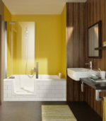 Zitta Duett 60 Left Alcove Bathtub with Shower Door 60 x 29 1/2 x 21 5/8 Acrylic Glossy White