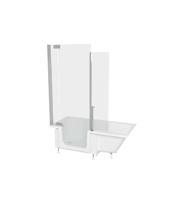 Zitta Duett 60 Right Alcove Bathtub with Shower Door 60 x 29 1/2 x 21 5/8 Acrylic Glossy White TD16030TTDROZ - Image 2