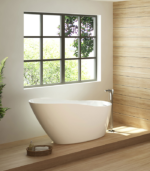 Zitta Frank 66 1/16 x 31 1/4 x 30 3/8-Inch Acrylic Freestanding Bathtub Glossy Matte White - Image 3