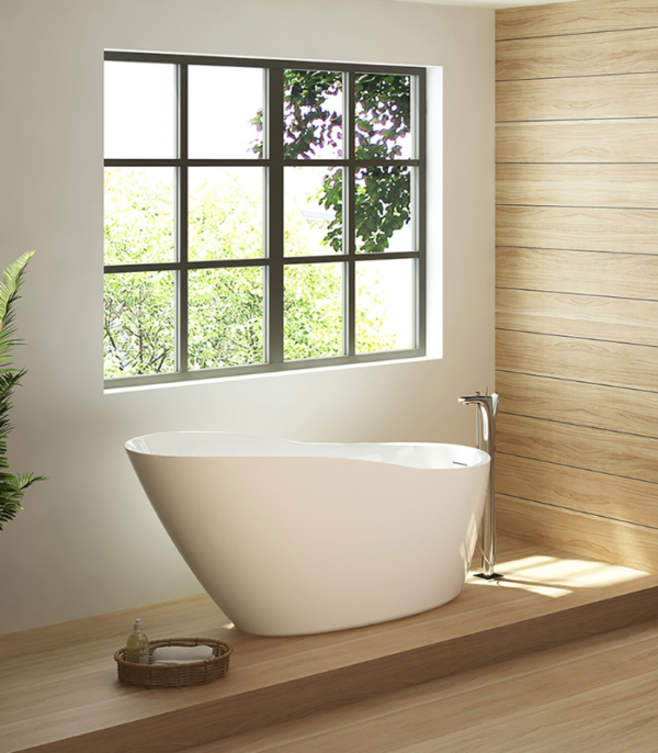 Zitta Frank 66 1/16 x 31 1/4 x 30 3/8-Inch Acrylic Freestanding Bathtub Glossy Matte White - Image 3