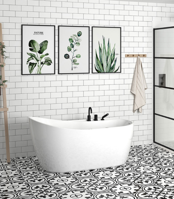 Zitta Idea 60 1/8 x 31 3/16 x 29 1/2-Inch Acrylic Freestanding Bathtub Glossy Matte White Black - Image 2