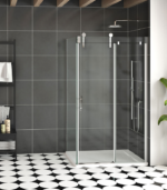 Zitta Infinite Right Wall Left Door Return Shower Door 48 x 42-Inch Matte Black / Chrome - Image 4