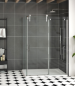 Zitta Infinite Right Wall Left Door Return Shower Door 60 x 36-Inch Matte Black / Chrome